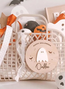 ins定制名字儿童万圣节Halloween幽灵装饰挂牌礼物布置拍照道具