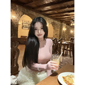 韩女公式 MISS CHANGE 天丝28%羊毛小高领磨毛弹力修身 显瘦T恤