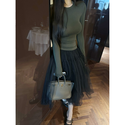 山羊绒软糯肤感显瘦保暖T恤