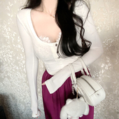 MISS 低胸性感嗲欲排扣上衣女 春季 CHANGE 幼态少女