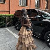 韶华繁梦 MISS CHANGE 特调木咖超重工多层蛋糕蓬蓬裙半身长裙