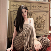 CHANGE 美拉德拿铁 特调慵懒条纹山本裤 MISS 仿天丝羊毛阔腿裤