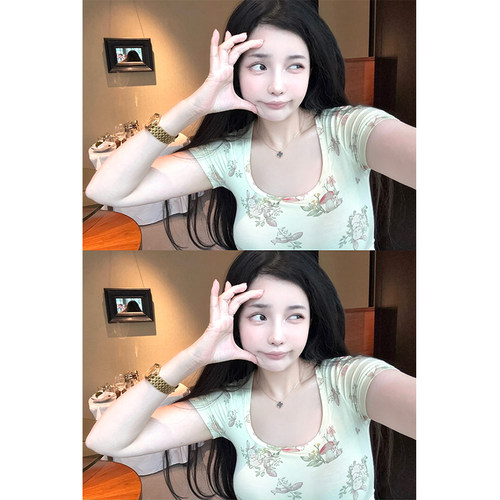 MISSCHANGE兔子印花短袖上衣