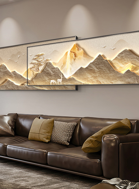 现代轻奢客背厅装饰画画背NM121606有靠山沙发景墙挂画山高级感大