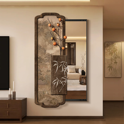 宋代美学软装隐藏式全身镜装饰画隐形穿衣镜壁画暗藏式推拉镜子画