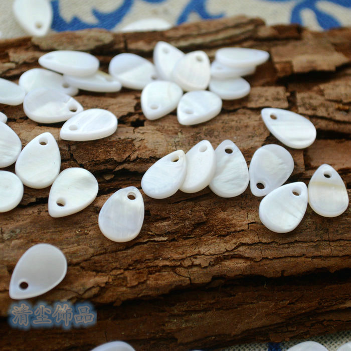 diyµõ×¹·¢ô¢ÊÎÆ·Åä¼þ²ÄÁÏ ÌìÈ»°×±´¿ÇË®µÎ ´ø¿× 8*12mm13*18mm