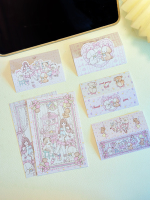 Pink berry原创粉色爱心小狗女孩封卡头背卡烘培包装出卡打包好物