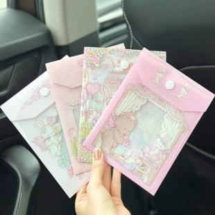 Pink berry原创设计可爱兔熊&猫猫手帐标签收纳A6按扣文件袋