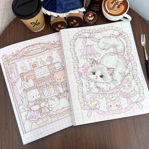 Pink berry原创兔熊&猫猫A4资料册合同文件夹收纳学生试卷资料册