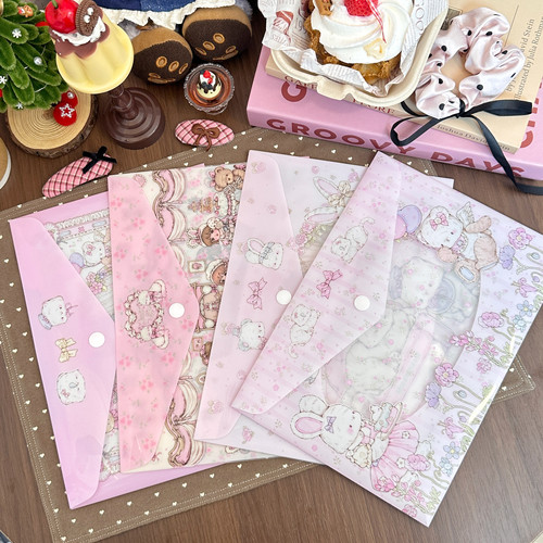 pink berry原创兔熊&甜品屋A5按扣文件袋手帐资料学习收納