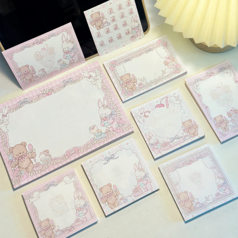 Pink berry原创兔熊甜品屋系列可撕双面120gA5便签本留言本学习纸