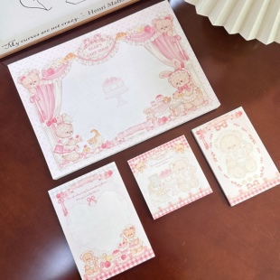 Pink berry原创设计熊熊面包坊系列可撕双面120gB5A5B6便签留言本