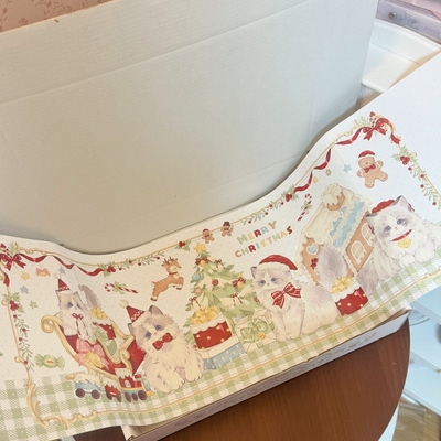 Pink berry原创设计圣诞猫系列出物打包包装纸120g铜版纸 19.5x75