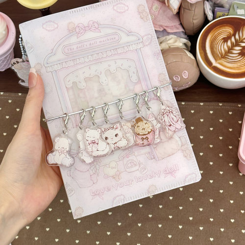 Pink berry原创设计兔熊猫猫仿滴胶亚克力mini小挂件活页挂件