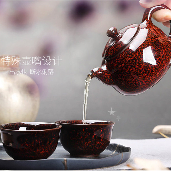天若有情台湾宜龙繁星天目陶瓷茶具套装茶壶茶杯1壶2杯礼盒包邮