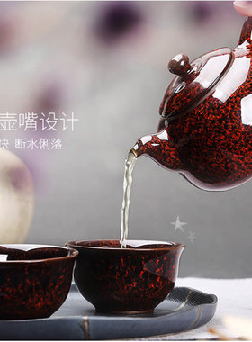 宜龙天目釉陶瓷礼盒茶具套装包邮