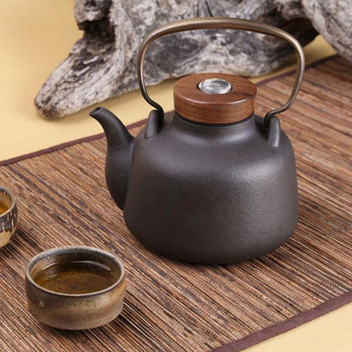 台湾宜龙茶具月泉手工感温陶壶