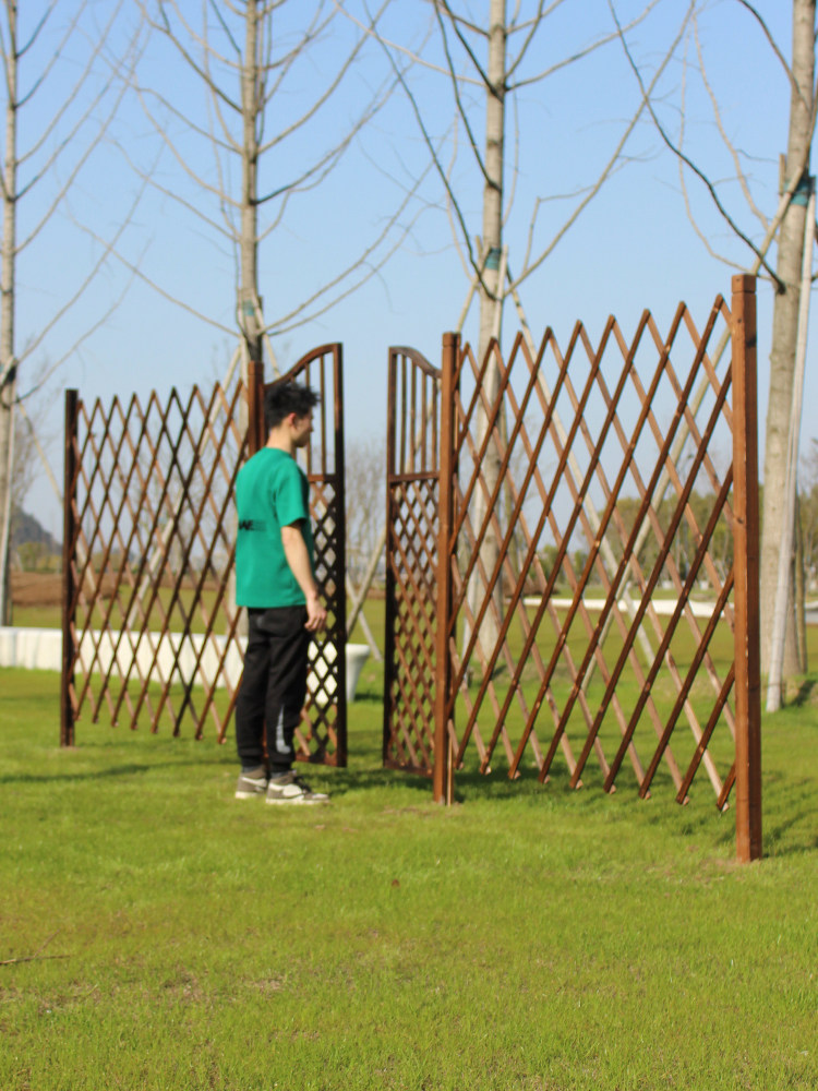 户外碳化防腐木栅栏伸缩庭院花园围栏花坛实木小篱笆装饰护栏隔断