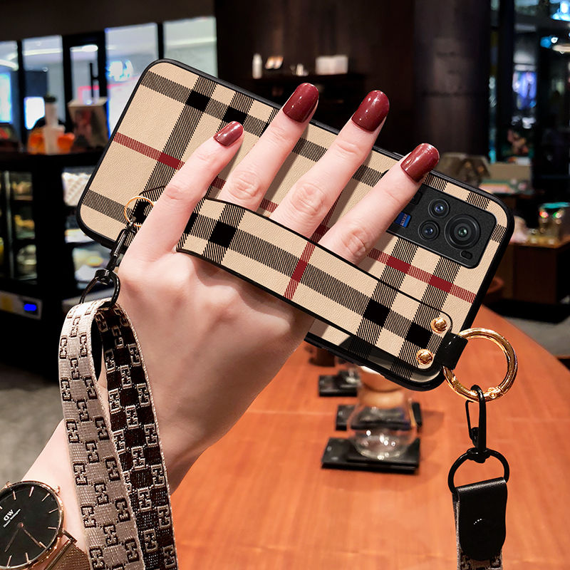 适用vivoX60pro手机壳斜挎肩背绳