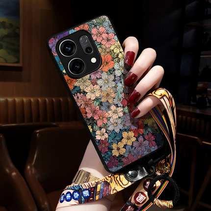 适用opporeno14手机壳新款reno13pro保护套reno12国风reno11高级感reno10男9女6挂绳5网红8指环7se五彩花3潮+