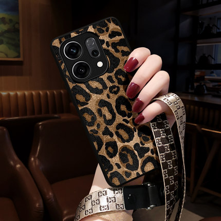 适用opporeno14手机壳新款reno13pro保护套reno12欧美风reno11复古豹纹reno9女6挂绳5网红10时尚7se潮8外颗+