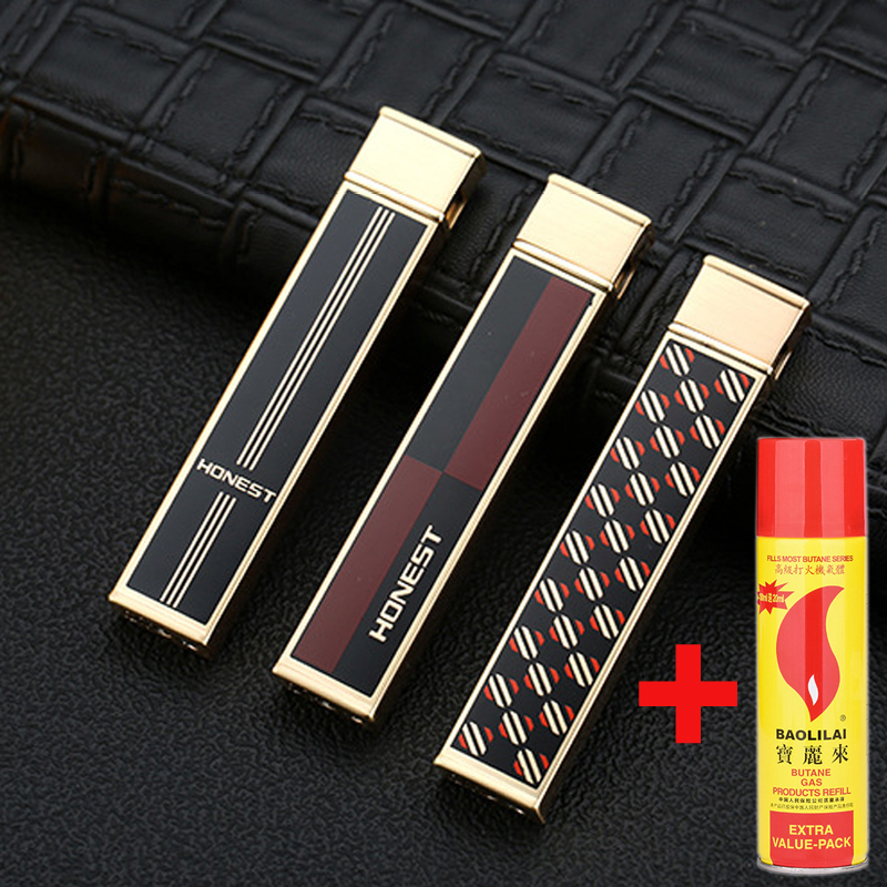 百诚充气打火机创意超薄金属便携砂轮明火点烟器个性送男友礼品