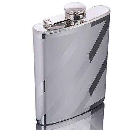 百诚酒壶 户外随身便携式 小酒壶 304不锈钢酒壶 4盎司PS斜纹