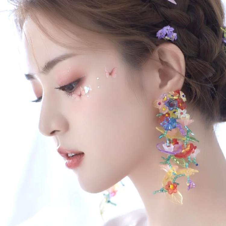 网红脸部仿妆薄纱轻纱蝴蝶自拍影楼写真diy贴脸立体舞台妆装饰品