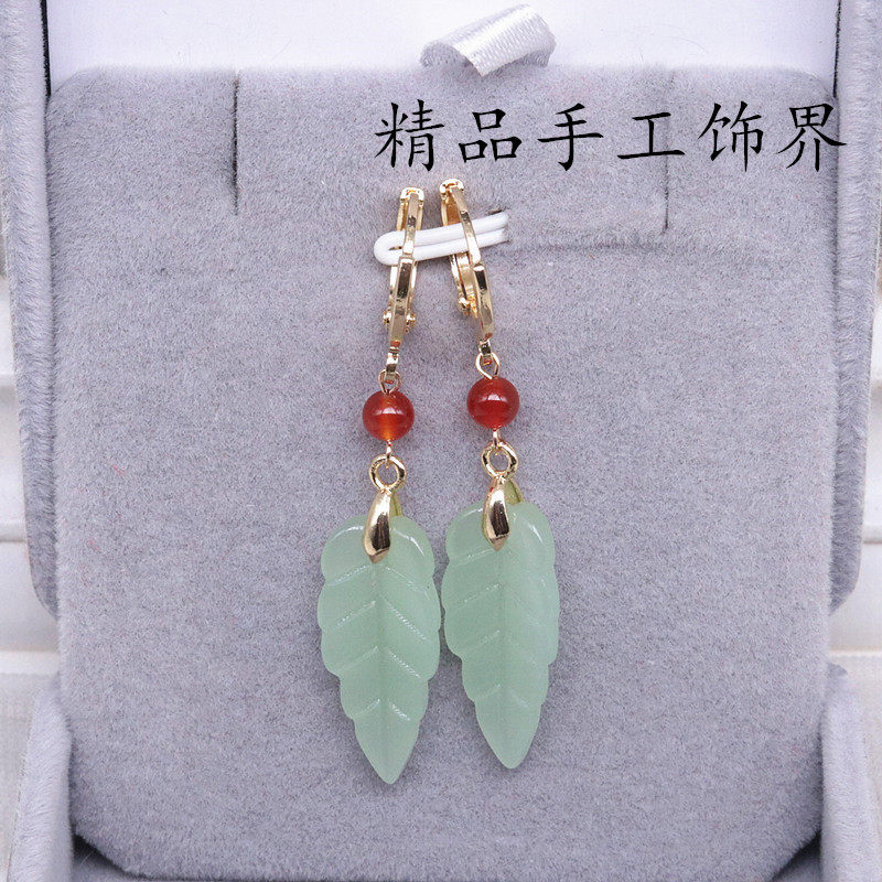长款芭蕉叶淡金色耳扣