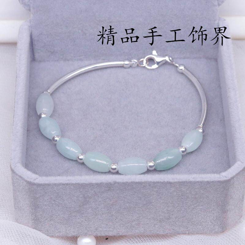 纯银手链天然翡翠桶珠复古手串