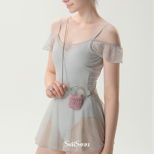 Ssiissuu芭蕾舞连衣裙运动瑜伽体操蕾丝V领大露背连体服8002