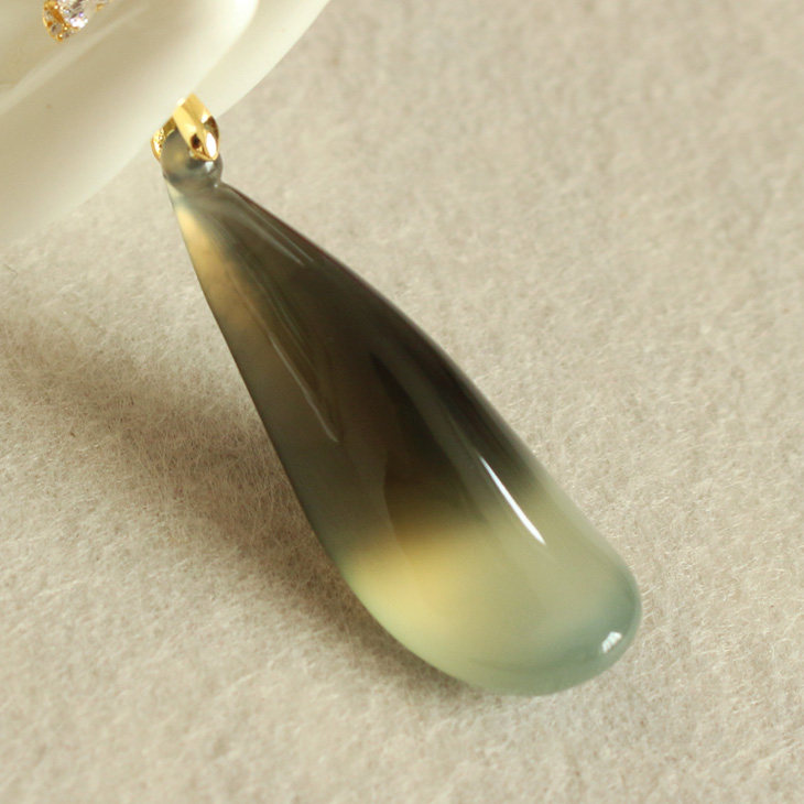 听玉缘天然玉石岫岩玉顺心如意吊坠 岫玉火石青挂件水墨玉带证书