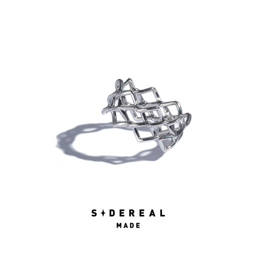 siderealmade网状星星装饰银戒指 中性银饰