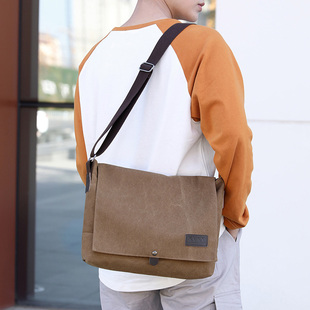 新款帆布包男多功能男士工作包男工地用休闲日系大容量简约斜挎包