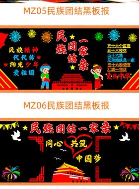 弘扬中华民族团结一家亲精神主题黑板报民族大团结文化56个环创