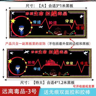 主题珍惜教室小学走廊墙贴校园班级宣传栏国际禁毒安全教育黑板报