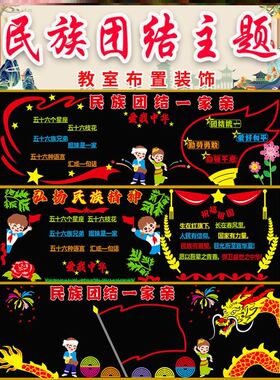 墙贴中小学墙贴小学元素毛毡墙环创大家庭弘扬民族团结文化墙贴