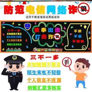 防骗贴纸全民公告栏预防防范电信网络诈骗宣传黑板报谨防毛毡公司