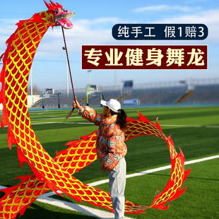 舞龙表演道具彩带健身新款 中国手甩龙广场舞飘带甩龙成人龙头耍龙