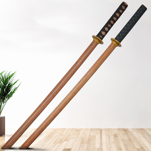 实木居合木刀日本剑道木剑训练竹刀带鞘练习竹剑未开刃拔刀剑木质
