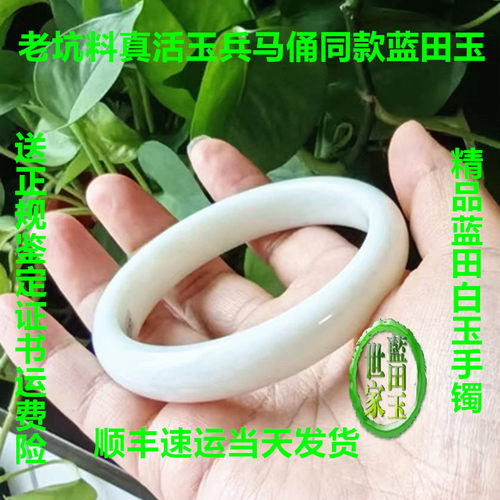 （纯福利老坑料真活玉支持复检）西安兵马俑蓝田玉活玉手镯送证书
