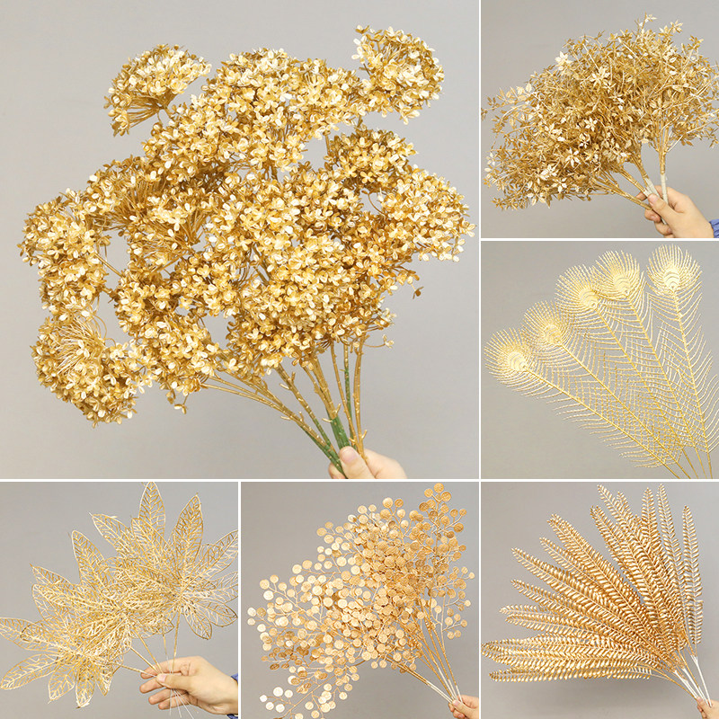 金色仿真花金色尤加利银杏叶年宵花金色叶子发财果新年摆件小红果,家居饰品,仿真花/假花,淘宝优惠券,粉丝福利购,淘宝优惠卷