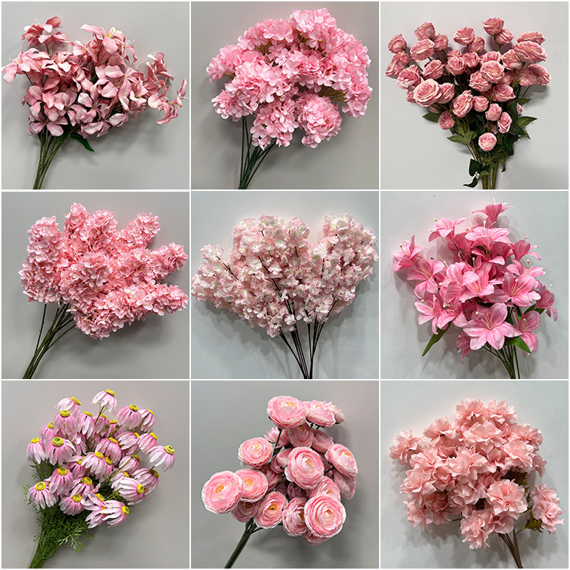粉色花艺仿真花高级感逼真假花花束摆设玫瑰蝴蝶兰花朵绣球仿生花,家居饰品,婚庆/商业花艺,淘宝优惠券,粉丝福利购,淘宝优惠卷
