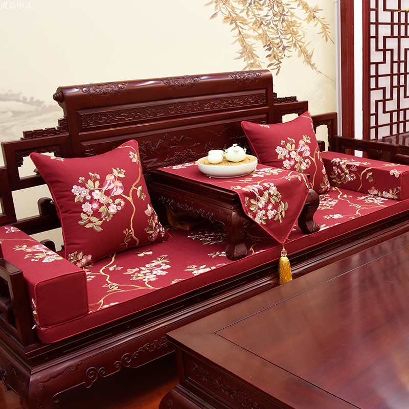 新中式红木沙发坐垫古典实木家具沙发垫罗汉床五件套乳胶坐垫棕垫