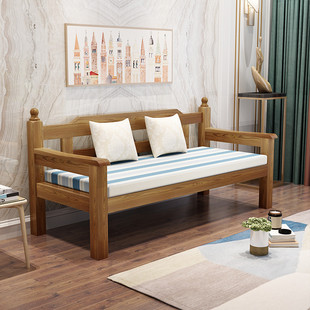 新中式全实木沙发组合出租房客厅现代简约长椅小户型三人木质沙发