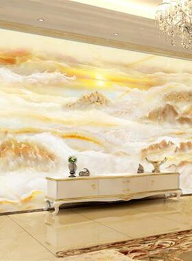 8D电视背景墙纸大理石纹欧式3d壁纸客厅大气装饰山水壁画影视墙布