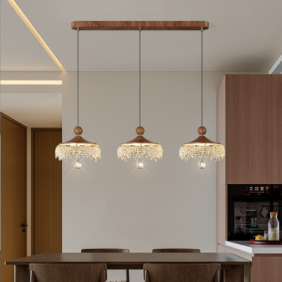 中古风胡桃木色水滴入户玄关吸顶过道走廊灯法式复古吧台餐厅吊灯