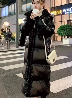 2025冬季新款韩版宽松加厚保暖鹅绒服羽绒服女中长款连帽外套