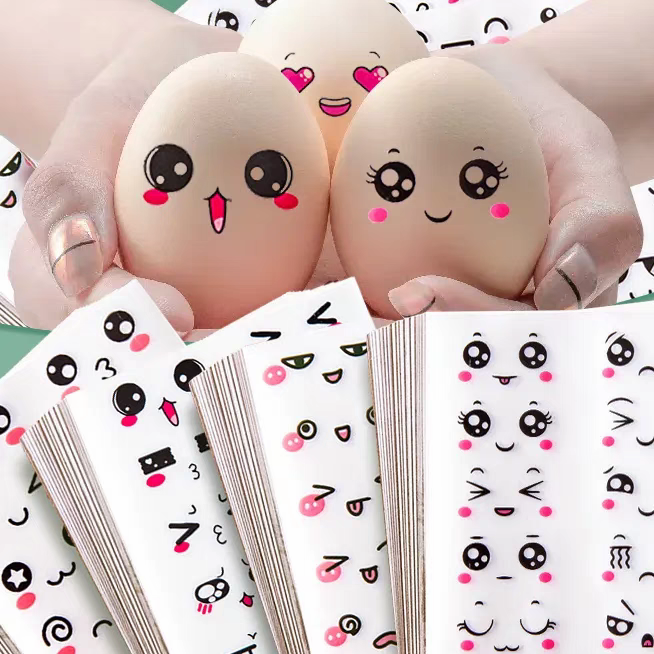 可爱小表情包贴纸透明鸡蛋水果贴大眼睛笑脸哭脸文具儿童手帐贴画