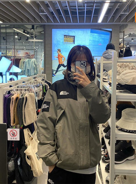 成长球鞋TheNorthFace北面白标22年秋冬新款军绿色男女连帽冲锋衣
